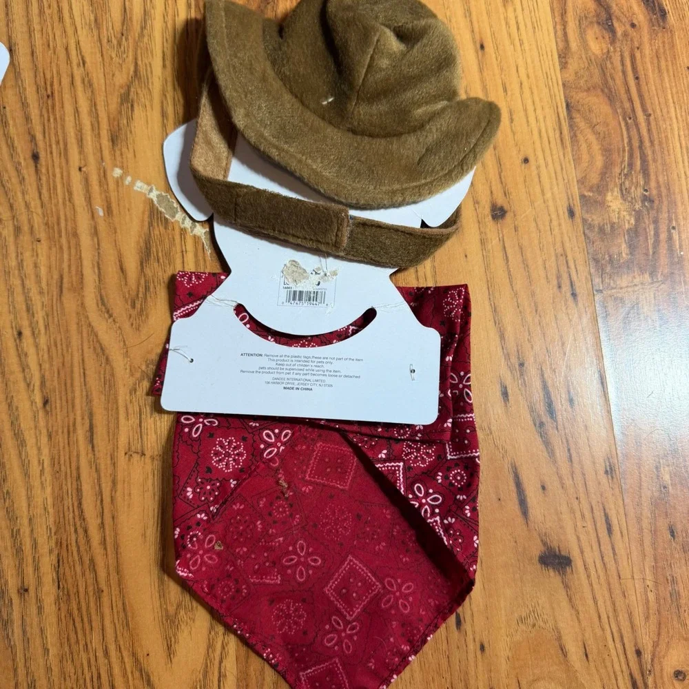 Halloween Pet Costume Bundle Bat Wings Sheriff Cowboy Bandit Mask 3pc Set